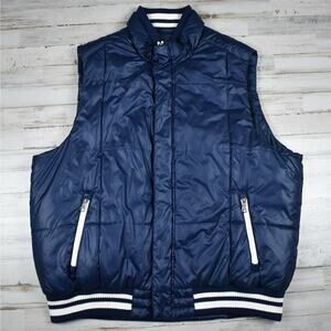 Izod navy blue full zip snap sleeveless puffer vest w/ pockets Men's size XXL